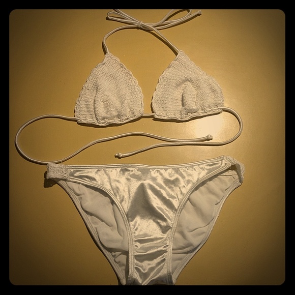 Vintage Other - Hawaiian Tropic Ivory String Triangle Bikini S